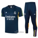 Trainingsanzug Real Madrid Kurzarm 2023-2024 Blau Trainingsanzug Real Madrid Kurzarm 2023-2024 Blau