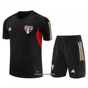 Trainingsanzug Sao Paulo Kurzarm 2023-2024 Schwarz - Kurze Hose