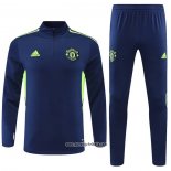 Sweatshirt Trainingsanzug Manchester United 2022-2023 Blau y Grun