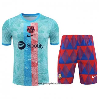 Trainingsanzug Barcelona Kurzarm 2023-2024 Blau - Kurze Hose