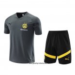 Trainingsanzug Borussia Dortmund Kurzarm 2022-2023 Grau - Kurze Hose