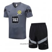 Trainingsanzug Borussia Dortmund Kurzarm 2022-2023 Grau - Kurze Hose