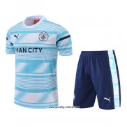 Trainingsanzug Manchester City Kurzarm 2022 Blau - Kurze Hose