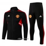 Jacke Trainingsanzug Manchester United 2022-2023 Schwarz y Rot