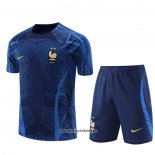 Trainingsanzug Frankreich Kurzarm 2022-2023 Blau Oscuro - Kurze Hose