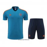 Trainingsanzug Manchester United Kurzarm 2022-2023 Blau - Kurze Hose