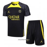 Trainingsanzug Paris Saint-Germain Jordan Kurzarm 2023-2024 Schwarz - Kurze Hose