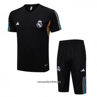 Trainingsanzug Real Madrid Kurzarm 2023-2024 Schwarz - Kurze Hose